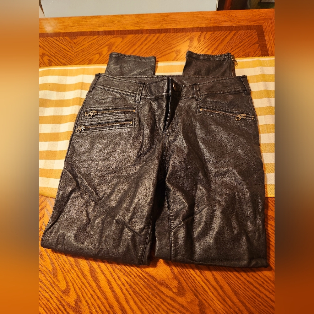 Free People Black Faux Leather Pants